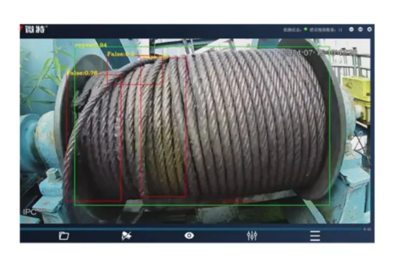 Sistema de advertencia por IA de descarrilamiento de cable de acero